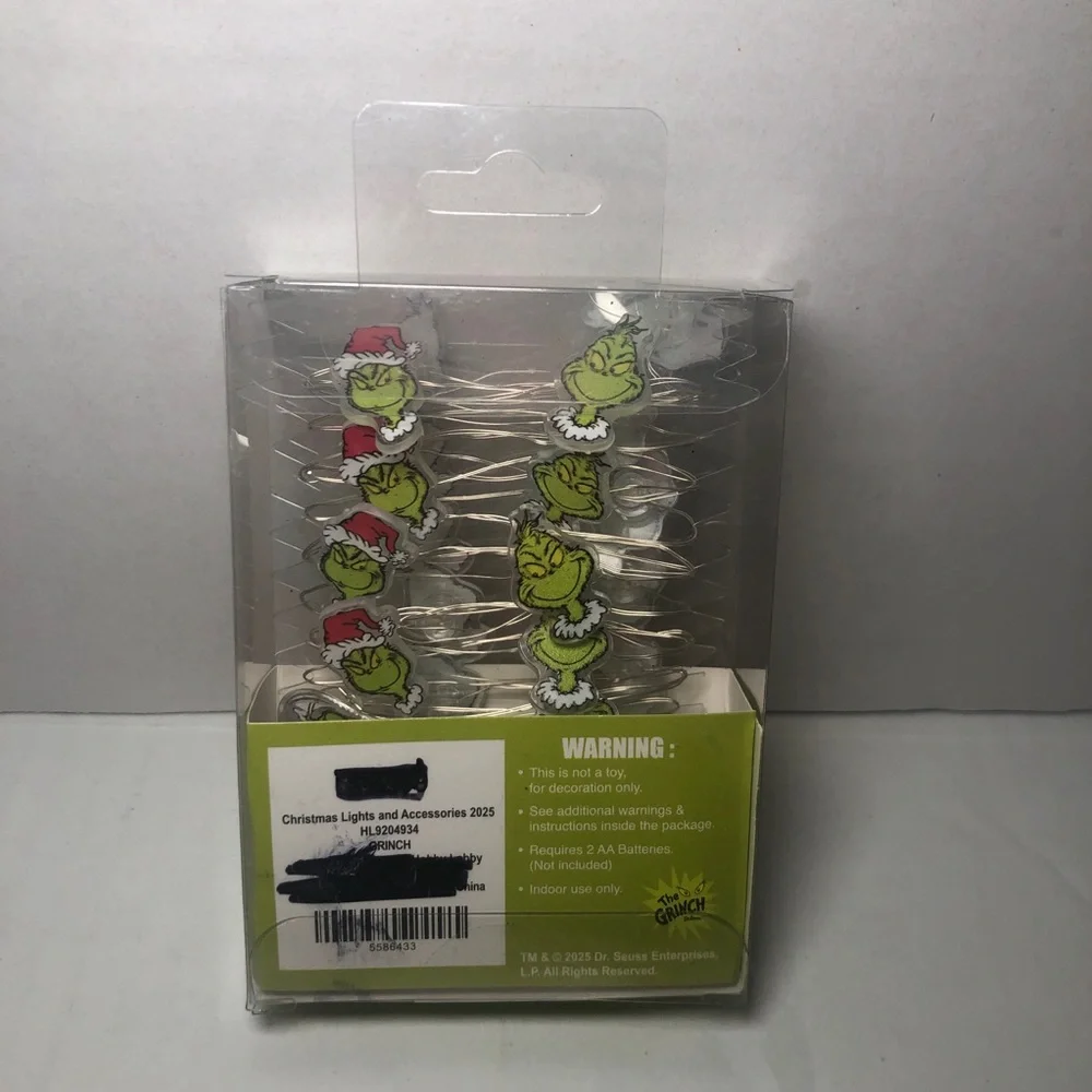 Dr. Seuss The Grinch Mini String Lights 20 LED Lights NEW-Two Sets Christmas